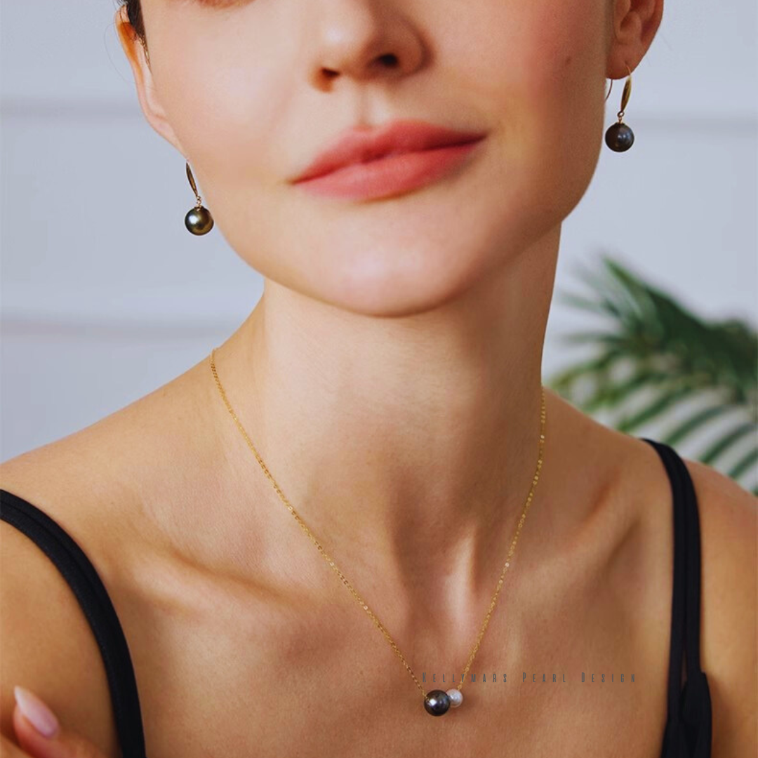 Solene – 5–9.5mm Tahitian & Akoya Pearl Statement Necklace in 18K Gold