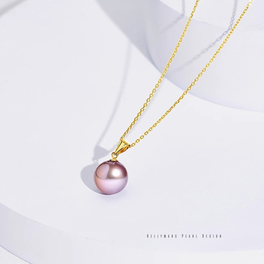 Amethyst – 9–9.5mm Purple Edison Pearl Pendant Necklace in 18K Solid Gold