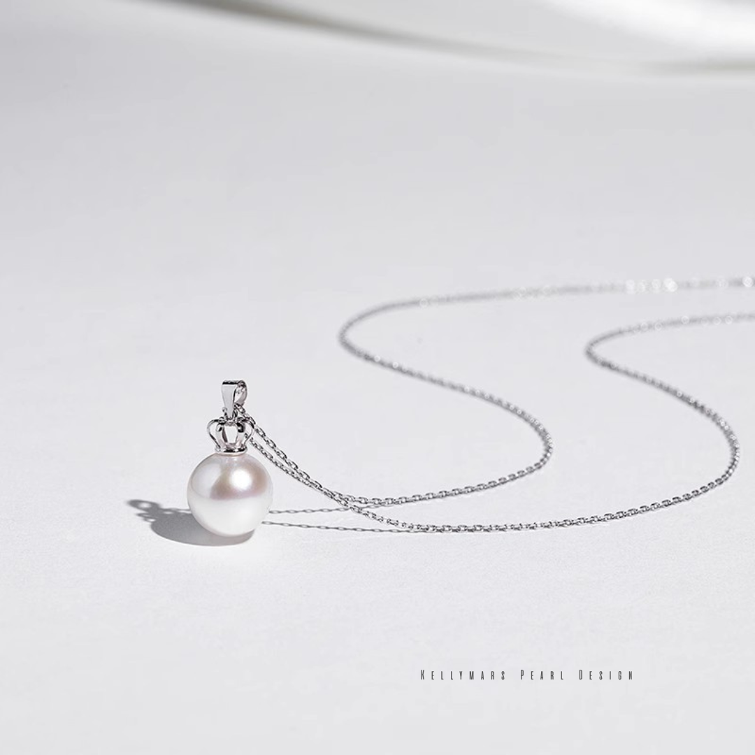 Alara – 9–9.5mm 18K Solid White Gold Natural White Edison Freshwater Pearl Pendant