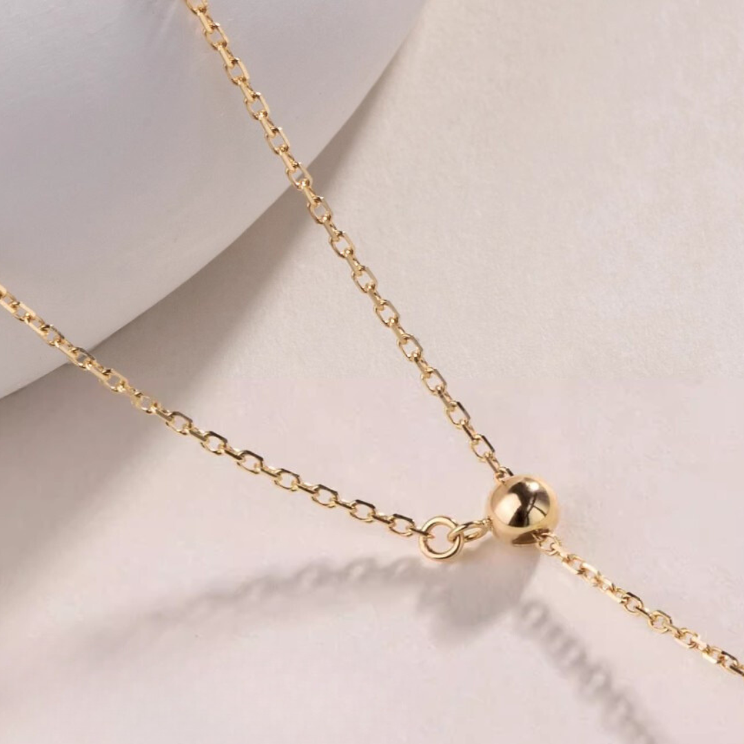 7mm-9.5mm 18K Solid Gold Janpanese Akoya Seawater Y Shaped Adjustable Pearl Pendant Necklace - AAA Quality