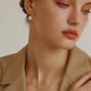 9mm-9.5mm 18K Solid Gold Natural White Edison Freshwater Pearl Sherry Earrings - AAA Quality