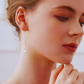 6mm-6.5mm 18K Solid Gold Janpanese Akoya Seawater Dangling Long Earrings - AAA Quality