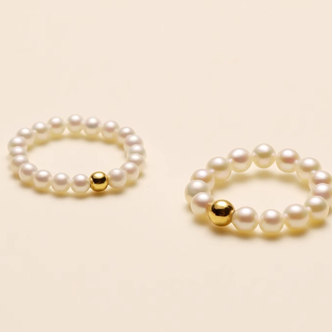 18K Gold Minimalist Pearl Ring - AAA Quality