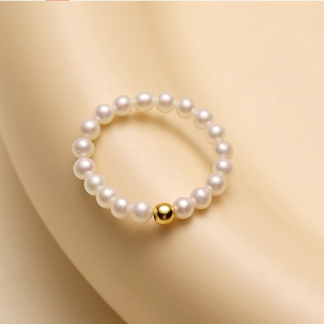 18K Gold Minimalist Pearl Ring - AAA Quality