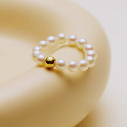 18K Gold Minimalist Pearl Ring - AAA Quality