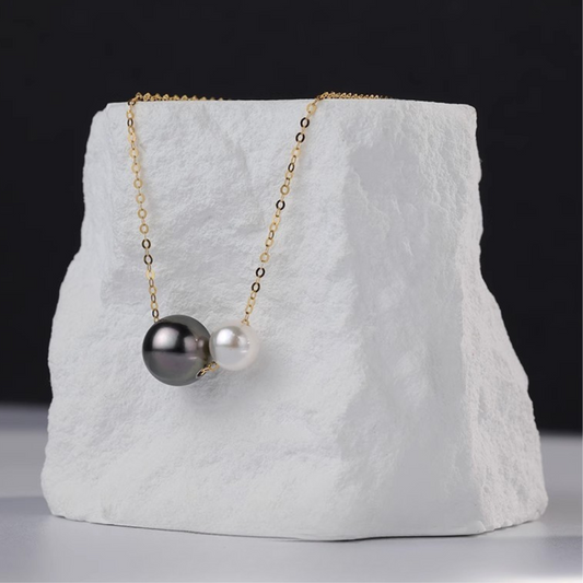 Solene – 5–9.5mm Tahitian & Akoya Pearl Statement Necklace in 18K Gold
