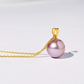 9mm-9.5mm 18K Solid Gold Natural Purple Edison Freshwater Pearl Pendant Necklace - AAA Quality