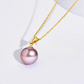 9mm-9.5mm 18K Solid Gold Natural Purple Edison Freshwater Pearl Pendant Necklace - AAA Quality
