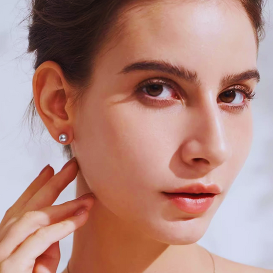 5mm-7.5mm 18K Solid Gold Japanese Tama Akoya Seawater Pearl Stud Earrings - AAA Quality