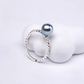 Silver-blue Mauve Akoya Pearl Ring for Women S925 Silver Open Band