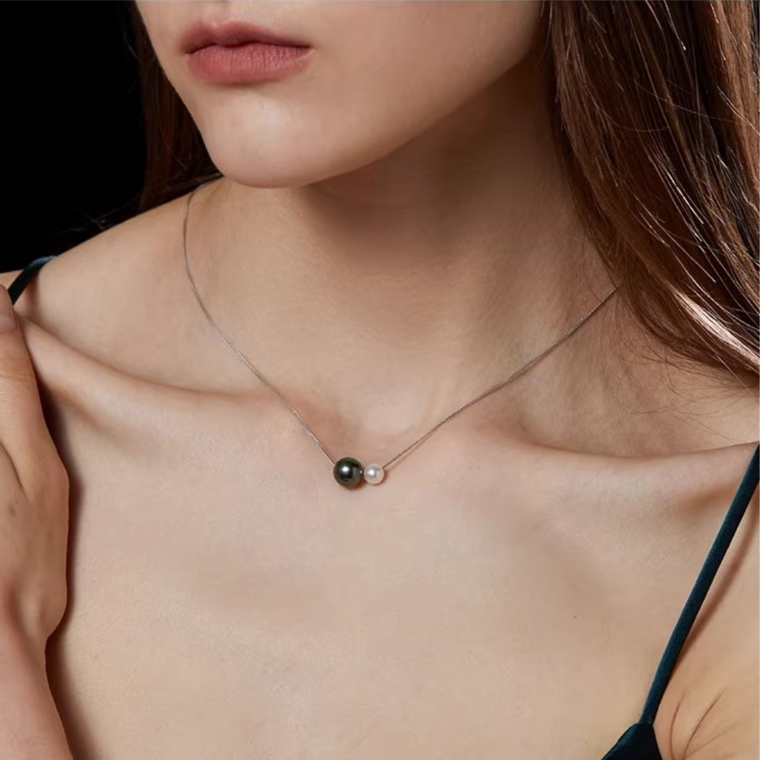 Minimalist Tahitian Pearl Statement Necklace AAAA Quality