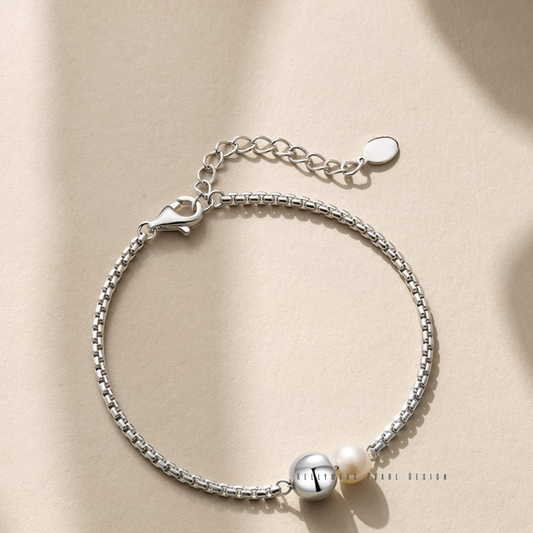 Pearlina – 6–6.5mm Pure Silver Natural Freshwater Single Pearl Bracelet