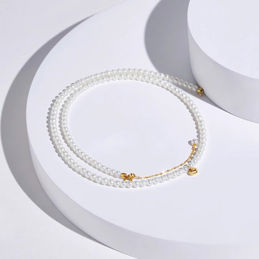 5mm-5.5mm 18K Solid Gold Natural Freshwater Minimalist Pearl Necklace - AAA Quality