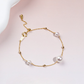 7mm-7.5mm 18K Solid Gold Janpanese Akoya Seawater Tincup Pearl Bracelet - AAA Quality