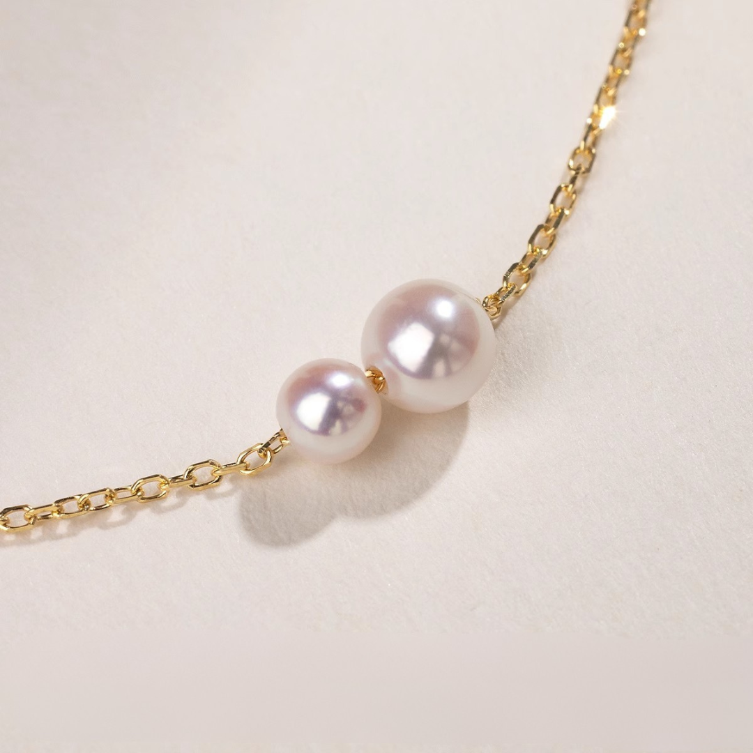 3mm-5.5mm 18K Gold Japanese Akoya Pearl Bracelet - AAA Quality