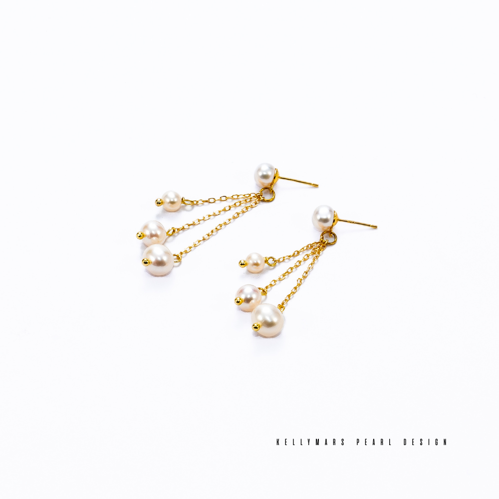 Aeris – 3–5.5mm Natural Freshwater Dangling Pearl Earrings in 18K Gold Plated
