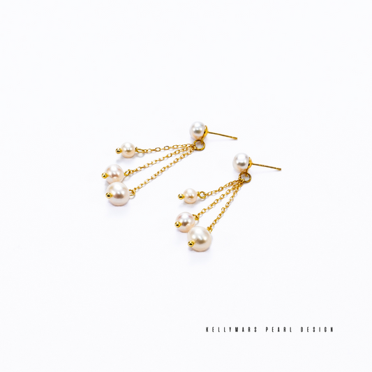 3mm-5.5mm Natural Freshwater Dangling Pearl Earrings in 18K Gold Plated – AAA Quality Minimalist Design