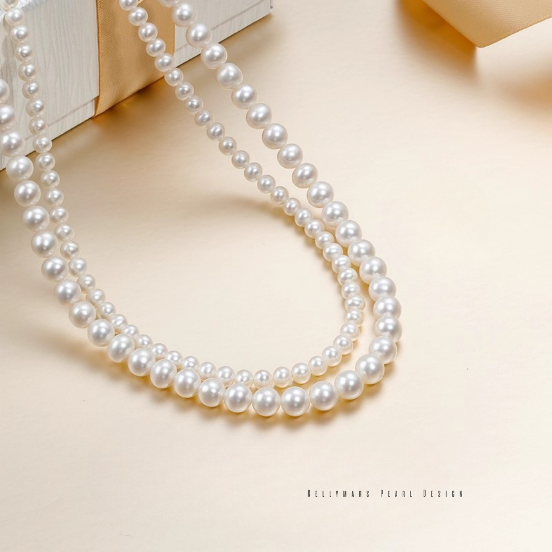 Seraph – 4–7.5mm Double Strand Natural Freshwater White Pearl Necklace