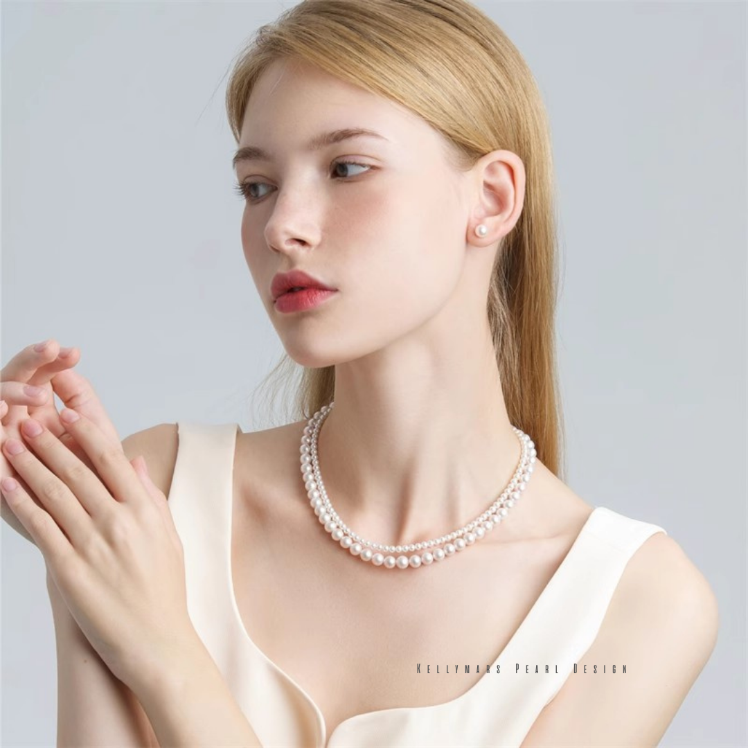 Seraph – 4–7.5mm Double Strand Natural Freshwater White Pearl Necklace