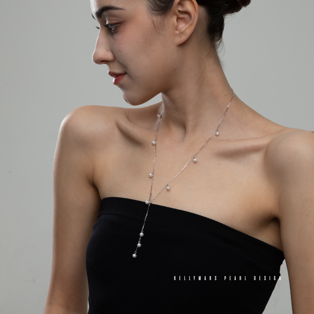 Elara – 4–4.5mm Natural Freshwater Custom Long Pearl Necklace