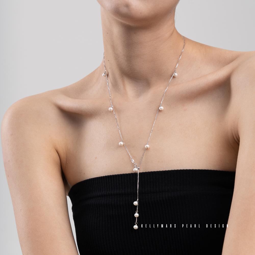 Elara – 4–4.5mm Natural Freshwater Custom Long Pearl Necklace