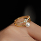 Vela – 5–5.5mm Natural Pearl Adjustable Open Ring in 18K Gold Plated