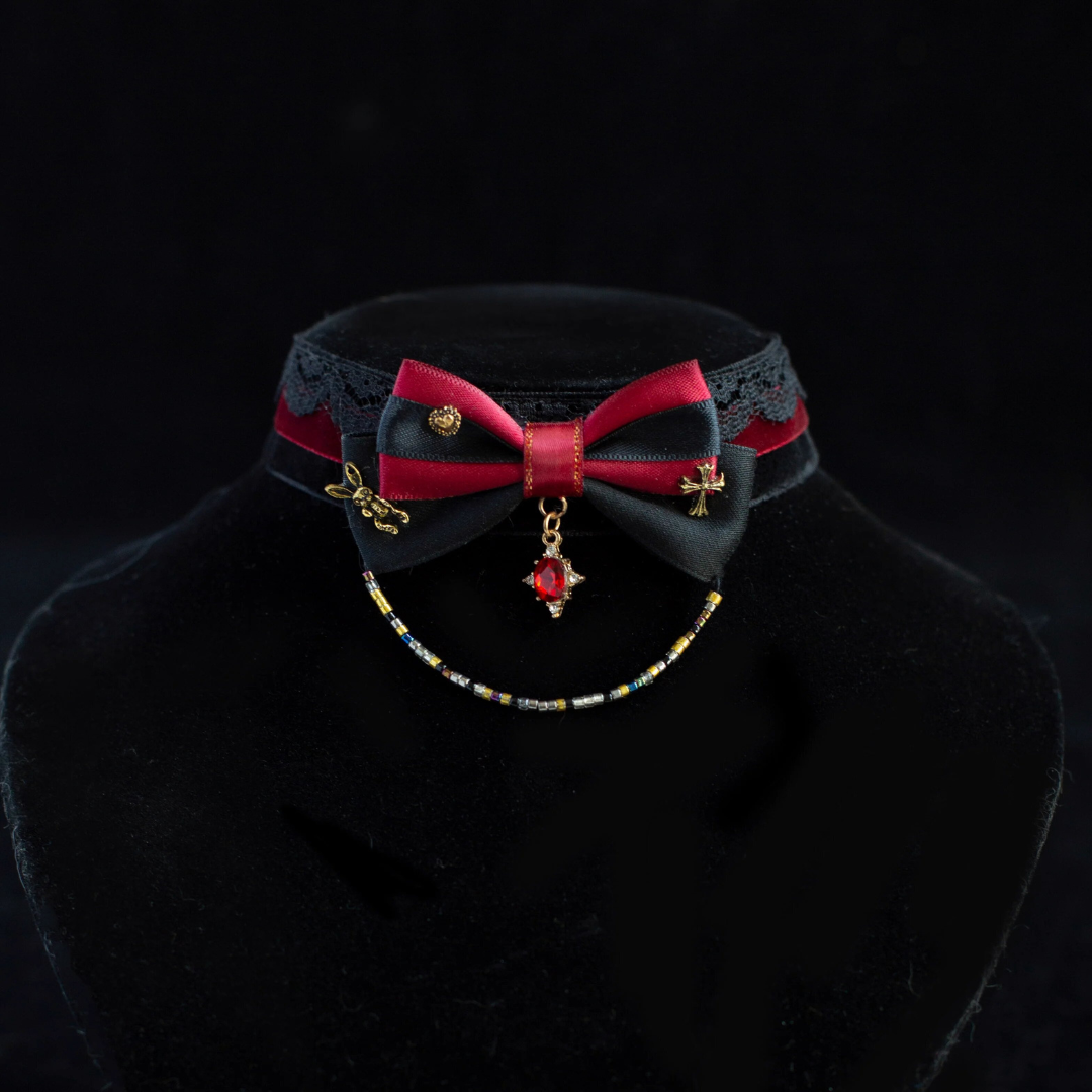 Vintage Velvet Bow Tie Cat Necklace Pet Collar