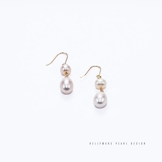 5mm-7.5mm Natural Freshwater Pearl Dangling Hook Earrings in 18K Gold Plated – AAA Quality Minimalist Design