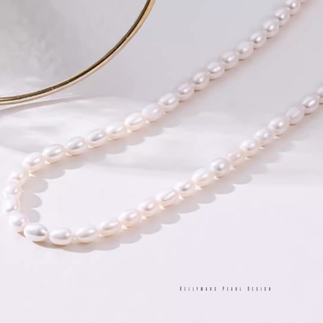 Nerina – 6–6.5mm 18K Gold Plated Minimalist Rice Pearl Necklace
