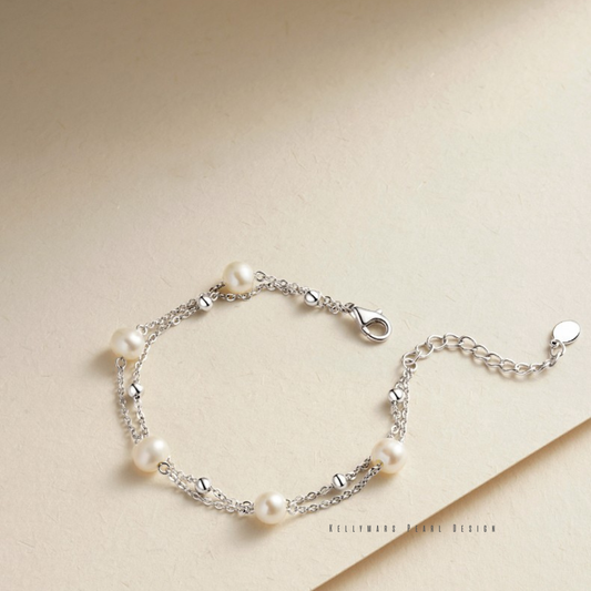 Lyric – 6–6.5mm Natural Freshwater Pearl Double Tincup Bracelet