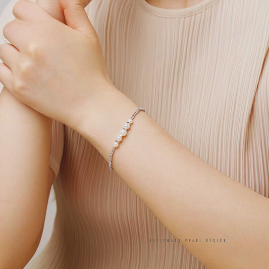 Dew – 5–6.5mm Hypoallergenic 925 Sterling Silver White Pearl Bracelet