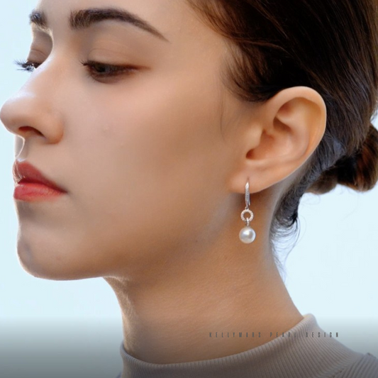 8mm-8.5mm Natural Freshwater Pearl Hoop Earrings in 925 Sterling Silver – AAA Quality Minimalist Design