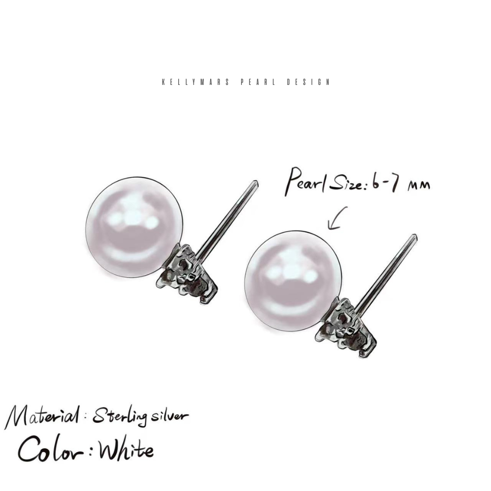 6mm-6.5mm Natural Freshwater Pearl Stud Earrings in 925 Sterling Silver – AAA Quality Minimalist Design