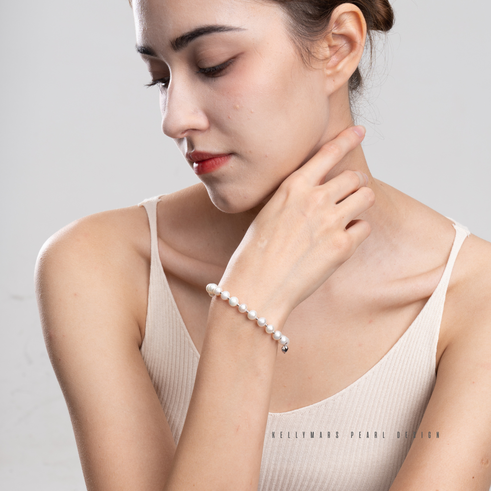 6mm-6.5mm Sterling Silver Natural Freshwater Pearl Bracelet – AAA Quality Minimalist Design