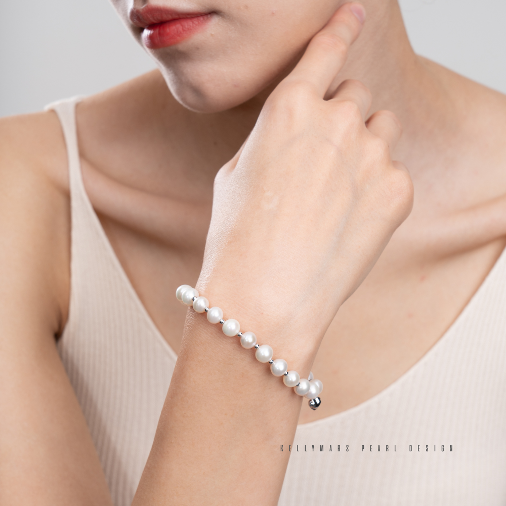 6mm-6.5mm Sterling Silver Natural Freshwater Pearl Bracelet – AAA Quality Minimalist Design