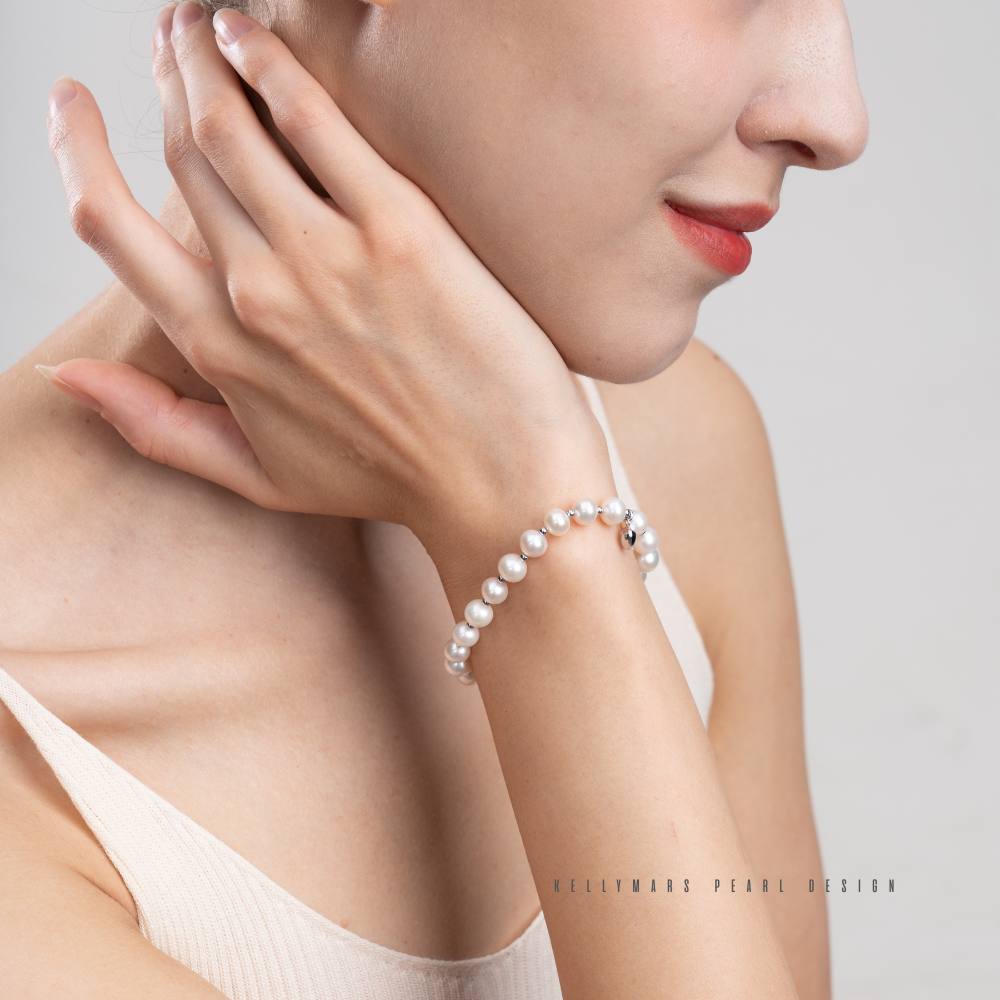 6mm-6.5mm Sterling Silver Natural Freshwater Pearl Bracelet – AAA Quality Minimalist Design