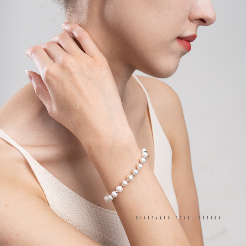6mm-6.5mm Sterling Silver Natural Freshwater Pearl Bracelet – AAA Quality Minimalist Design