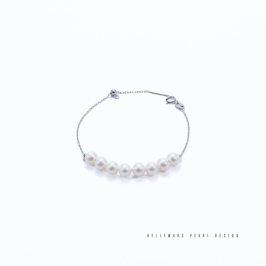 6mm-6.5mm Sterling Silver Natural Freshwater Pearl Bracelet with Smile Design – AAA Quality Minimalist Jewellery