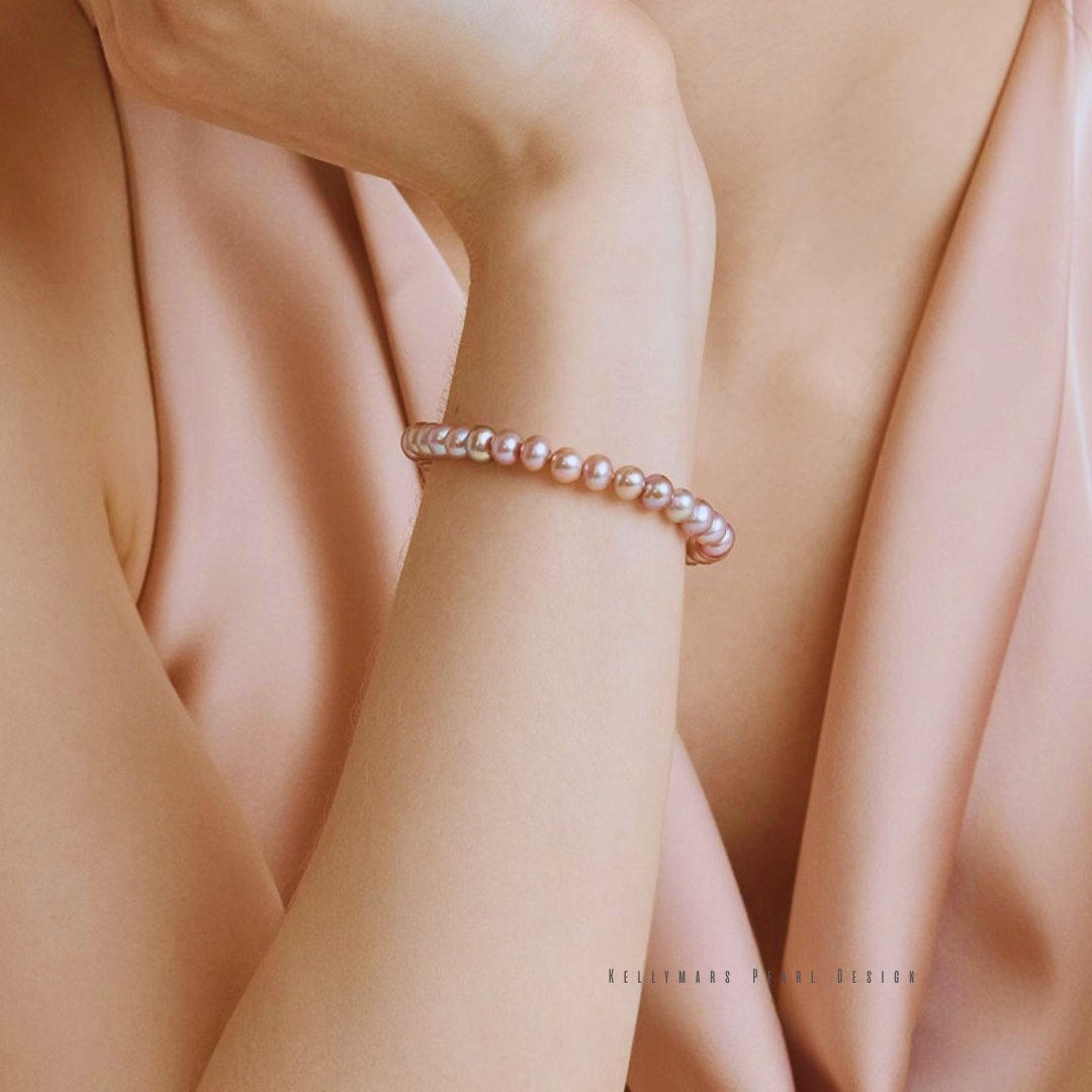 Viola – 6–6.5mm Natural Freshwater Purple Pearl Bracelet in Sterling Silver