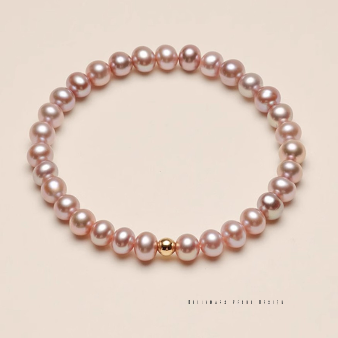 Viola – 6–6.5mm Natural Freshwater Purple Pearl Bracelet in Sterling Silver