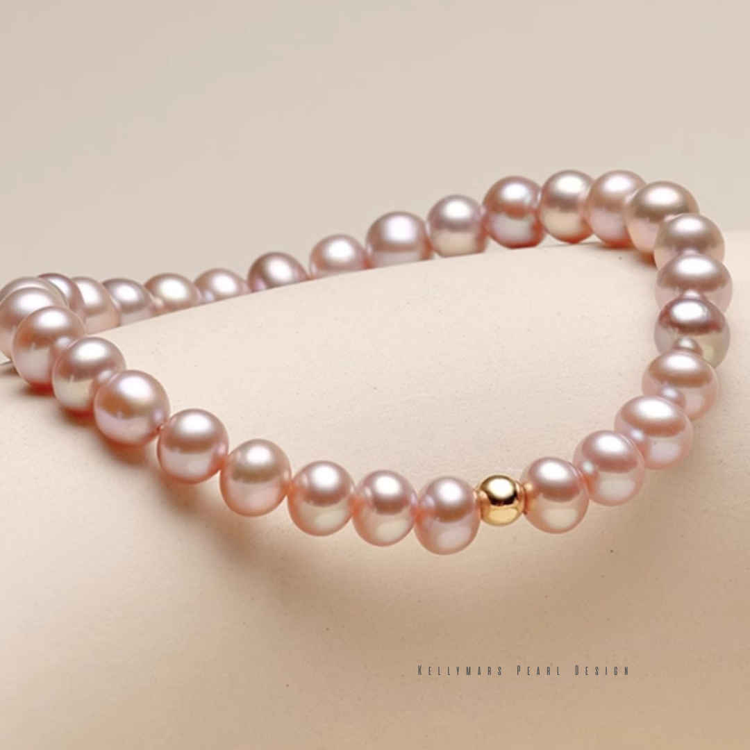 Viola – 6–6.5mm Natural Freshwater Purple Pearl Bracelet in Sterling Silver