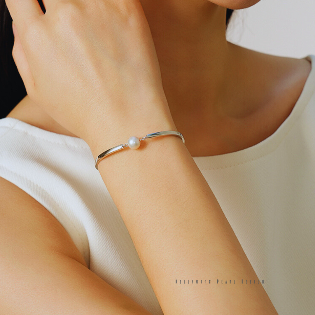 Sora – 7–7.5mm 925 Sterling Silver Natural Freshwater Pearl Bracelet
