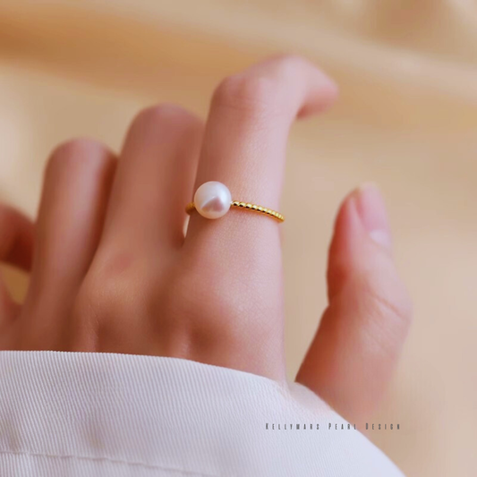Gleam – 7–7.5mm Natural Freshwater Pearl Ring in 18K Gold Plated