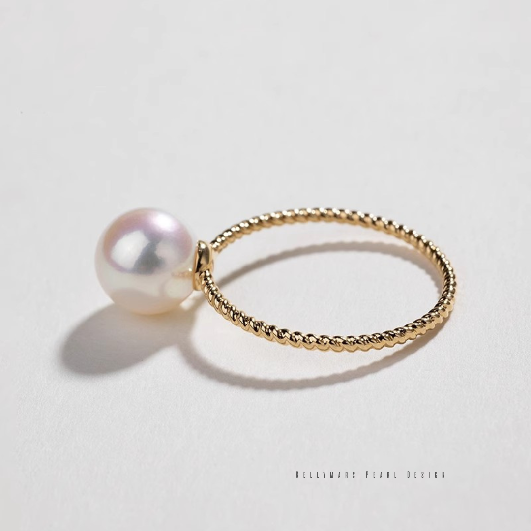 Gleam – 7–7.5mm Natural Freshwater Pearl Ring in 18K Gold Plated