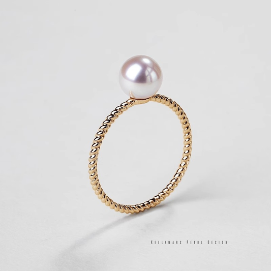 Gleam – 7–7.5mm Natural Freshwater Pearl Ring in 18K Gold Plated