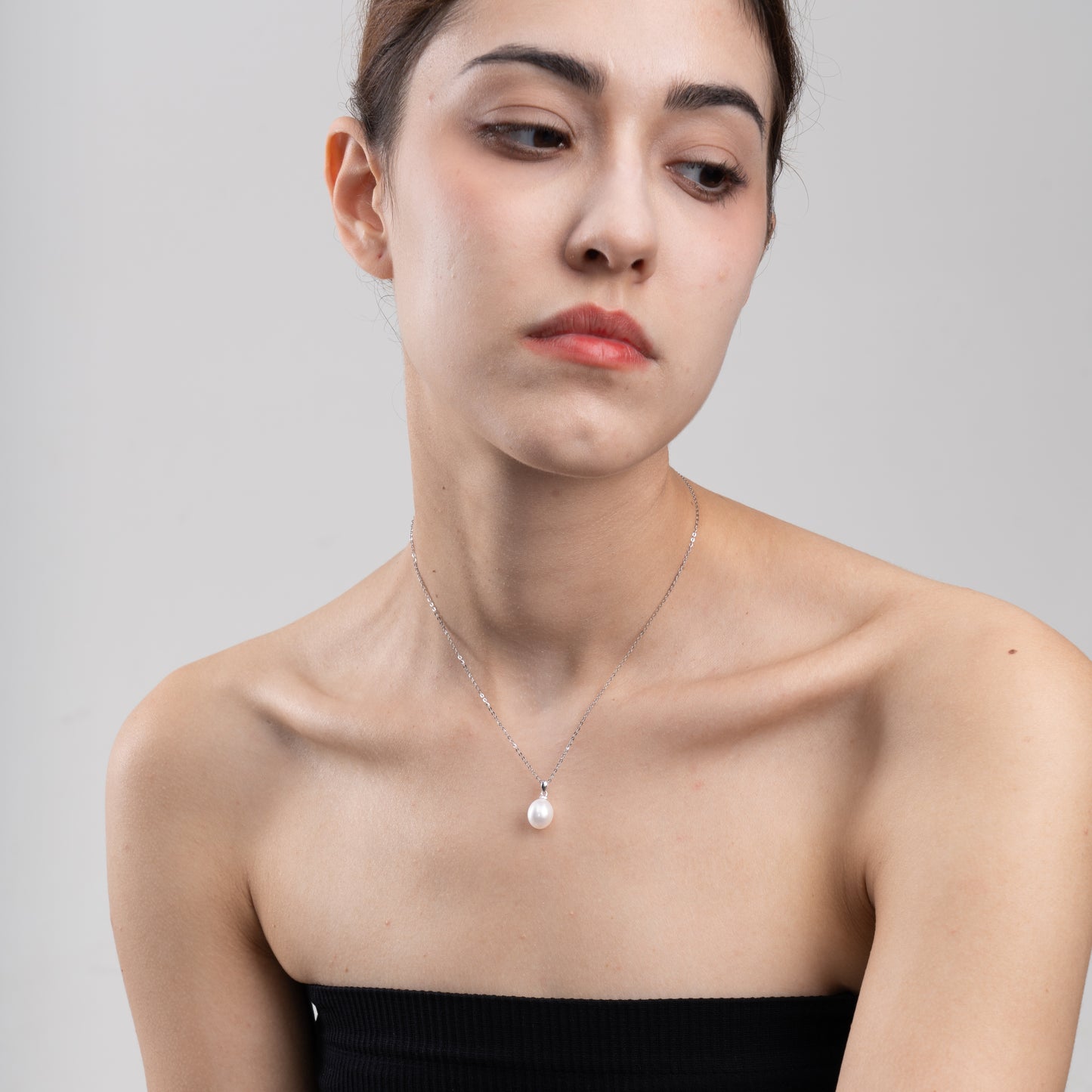 7mm-7.5mm Natural Freshwater Pearl Pendant in Hypoallergenic 925 Sterling Silver – AAA Grade Minimalist Fine Jewelry
