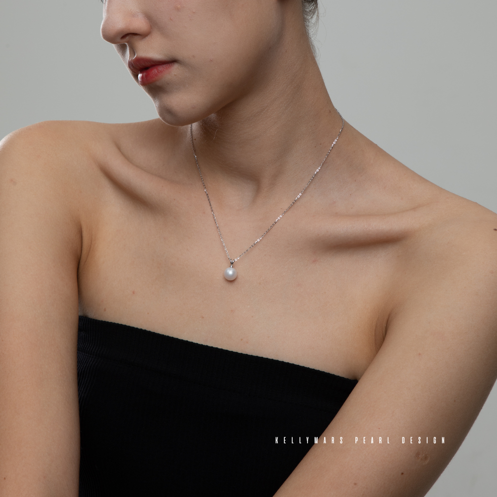 7mm-7.5mm Natural Freshwater Pearl Pendant in Hypoallergenic 925 Sterling Silver – AAA Grade Minimalist Fine Jewelry