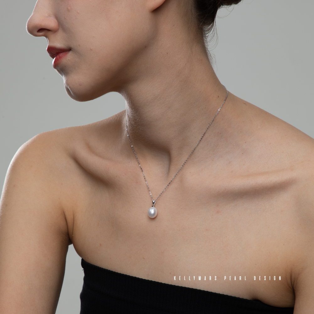 7mm-7.5mm Natural Freshwater Pearl Pendant in Hypoallergenic 925 Sterling Silver – AAA Grade Minimalist Fine Jewelry