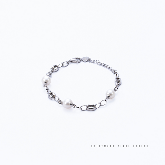7mm-7.5mm Sterling Silver Natural Freshwater Pearl Bracelet – AAA Quality Minimalist Design