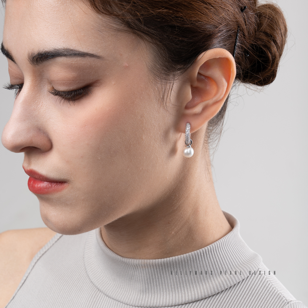 Selis – 7–7.5mm Natural Freshwater Pearl Hoop Earrings 3-in-1 Design
